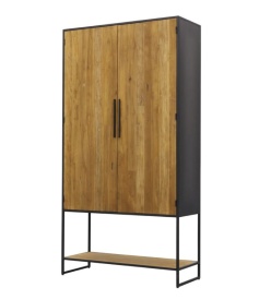 DULAP FELINO - LEMN DE TEC RECICLAT / METAL - NEGRU / MARO NATURAL - 116(L) x 220(h) x 45(l) - Img 3