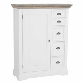 DULAP FLEUR - LEMN DE PIN RECICLAT / METAL - ALB / NEGRU - 100(L) x 128(h) x 40(l)