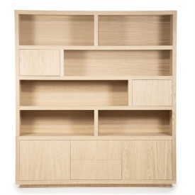 DULAP HELSINKI - LEMN SI FURNIR DE STEJAR - NATURAL - 200(L) x 42(l) x 220(h) cm