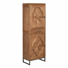 DULAP MASCIO - LEMN DE TEC RECICLAT / METAL - NEGRU / MARO NATURAL - 65(L) x 195(h) x 40(l)