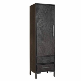 DULAP ZIANO DREAPTA - LEMN DE FURNIR SI STEJAR / METAL - NEGRU - 55(L) x 190(h) x 45(l) - Img 1