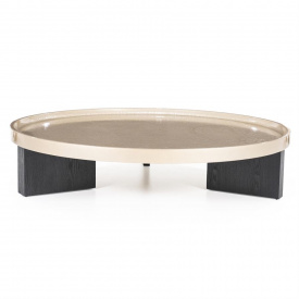 MASA DE CAFEA MAYSON - MDF / STEJAR FIN - BEJ / NEGRU - Ø120 x 25(h) - Img 1