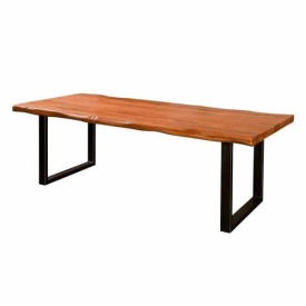 MASA DE DINING NICOSIA - LEMN DE MANGO / METAL - NEGRU / MARO NATURAL - 200(L) X 77(H) X 100(L) CM