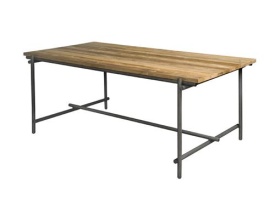 MASA DE DINING PESARO - LEMN DE TEC RECICLAT / METAL - NEGRU / MARO NATURAL - 200(L) X 77(H) X 100(L) CM