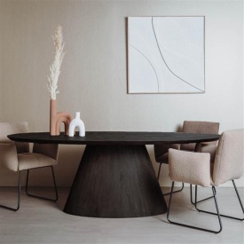 MASA DE DINING PREMANA - LEMN DE MANGO SABLAT - NEGRU - 260(L) X 77(H) X 120(L) CM - Img 2