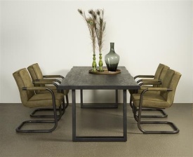 MASA DE DINING ULTIMO - LEMN DE SALCAM / METAL - NEGRU - 200(L) X 78(H) X 100(L) CM - Img 2