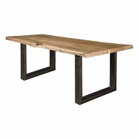 MASA DE DINING URBANIA - LEMN DE SALCAM / METAL - NEGRU / MARO NATURAL - 220(L) X 78(H) X 100(L) CM