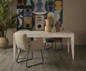 MASA DE DINING VINCENZA - LEMN DE MANGO - ALB / NATURAL - 180(L) X 76(H) X 90(L) CM - Img 2