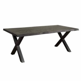 MASA DE DINING XARA - LEMN DE SALCAM / METAL - NEGRU - 260(L) X 78(H) X 100(L) CM
