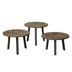 MASA LATERALA LAZIO (SET DE 3 BUC) - LEMN / METAL - NEGRU / NATURAL - 55(L) X 45(H) X 55(L) CM