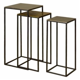 MASA LATERALA RENEW IRON (SET DE 3 BUC) - METAL - BRONZ / NEGRU - 35(L) X 75(H) X 35(L) CM