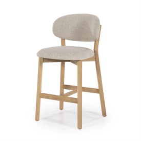 SCAUN DE BAR MIKKY MOON - TESATURA SI STEJAR - TAUPE - 53(L) x 57.5(l) x 97.5(h) cm - Img 1