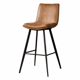 SCAUN DE BAR PAMPLONA - METAL / MATERIAL / PLASTIC - NEGRU / CONIAC - 53(L) X 105(H) X 43(L)