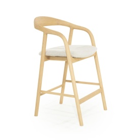 SCAUN DE BAR RAYVEN - LEMN DE FRASIN SI TESATURA - NATURAL - 55(L) x 60(l) x 94(h) cm - Img 11