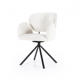SCAUN PIVOTANT ROSALIN LUNA - METAL / LEMN / TESATURA 100% POLIESTER - ALB - 60.5(L) x 83.5(h) x 61(l)