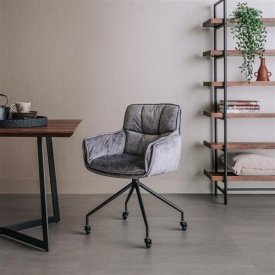 SCAUN PIVOTANT SARONNO - METAL / MATERIAL - NEGRU / GRI - 60(L) X 88(H) X 63(L) - Img 2