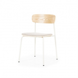 SCAUN SCHOOL - TESATURA / METAL / PLACAJ SI FURNIR DIN LEMN DE FRASIN [FSC] - CREM - 47(L) x 77(h) x 49.5(l)