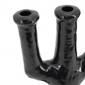 SUPORT LUMANARI BLIX MARE - CERAMICA - NEGRU - 18.4(L) x 38.5(h) x 14.3(l) - Img 2