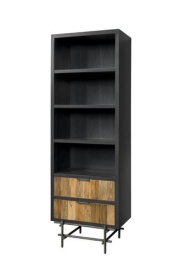 BIBLIOTECA PESARO - LEMN DE TEC RECICLAT / METAL - NATURAL / NEGRU - 65(L) x 199(h) x 44(l)