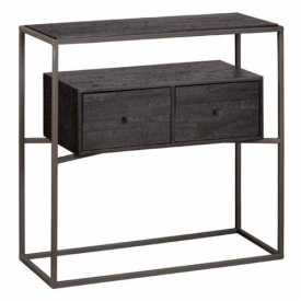 COMODA CASCIA HALL - LEMN DE TEC RECICLAT / METAL - NEGRU - 75(L) x 75(h) x 30(l)