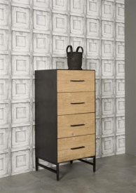 COMODA LIDO - FURNIR DE STEJAR [FSC] / METAL - NATURAL / NEGRU - 55(L) x 114(h) x 45(l) - Img 2