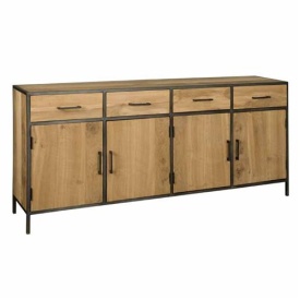 COMODA LUNA - FURNIR DE STEJAR [FSC] / METAL - NEGRU / MARO NATURAL - 200(L) x 90(h) x 45(l)
