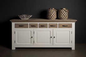 COMODA PARMA - FURNIR DE STEJAR [FSC] / METAL - ALB / MARO - 180(L) x 90(h) x 50(l) - Img 2