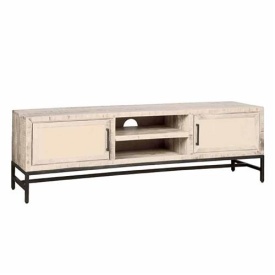 COMODA TV CARINI - LEMN / METAL - NEGRU / ALB - 160(L) X 50(H) X 40(L) CM
