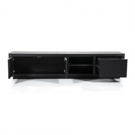 COMODA TV HELSINKI CU 2 USI SI 1 SERTAR - DIN STEJAR & FURNIR DE STEJAR [FSC] - NEGRU - 200(L) x 45(h) x 42(l) - Img 3