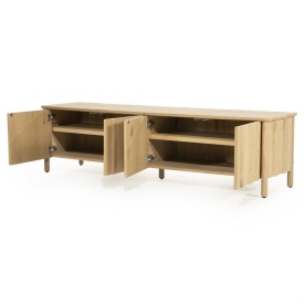 COMODA TV JAKE 4 DR - LEMN SI FURNIR DE STEJAR - NATURAL - 183(L) x 47(l) x 50(h) cm - Img 6