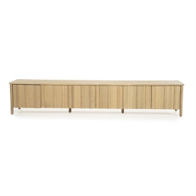 COMODA TV JAKE 6 USI - LEMN SI FURNIR DE STEJAR - NATURAL - 264(L) x 47(l) x 50(h) cm - Img 1