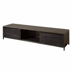 COMODA TV PATERNO - LEMN DE MANGO / METAL - NEGRU - 180(L) X 38(H) X 40(L) CM - Img 1