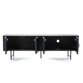 COMODA TV REMI CU 4 USI - DIN LEMN DE MANGO [FSC] SI METAL - NEGRU - 170(L) x 56(h) x 45(l) - Img 3