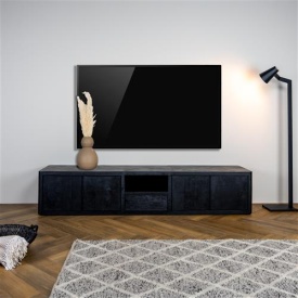 COMODA TV TENNA - LEMN DE MANGO / METAL - NEGRU - 200(L) X 40(H) X 45(L) CM - Img 2