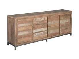 COMODA VENICE - LEMN DE TEC RECICLAT / METAL - NEGRU / MARO NATURAL - 220(L) x 85(h) x 45(l) - Img 1