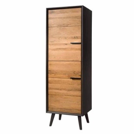 DULAP BRESSO - FURNIR DE STEJAR [FSC] / METAL - NEGRU / MARO NATURAL - 55(L) x 174(h) x 45(l) - Img 1