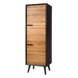 DULAP BRESSO - FURNIR DE STEJAR [FSC] / METAL - NEGRU / MARO NATURAL - 55(L) x 174(h) x 45(l) - Img 1