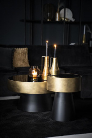 MASA DE CAFEA BUNGA MARE - METAL - NEGRU / GOLD - Ø75 x 40(h) - Img 3