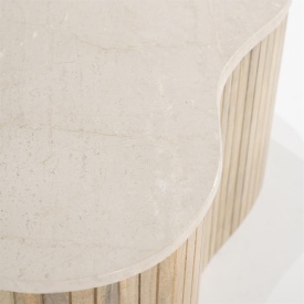 MASA DE CAFEA KIRA MEDIE - LEMN DE MANGO SI MARMURA - ALB - 83(L) x 72(l) x 34(h) cm - Img 5