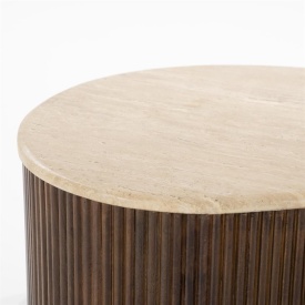 MASA DE CAFEA MARI - LEMN DE MANGO SI TRAVERTIN - MARO - 129(L) x 84(l) x 36(h) cm - Img 3
