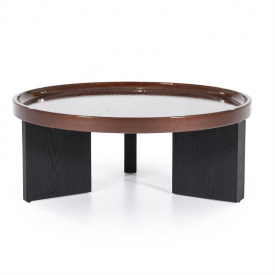 MASA DE CAFEA MAYSON - MDF SI STEJAR FIN - MARO / NEGRU - Ø90 x 35(h)