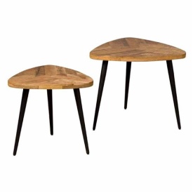 MASA DE CAFEA VIOLA (SET DE 2) - LEMN DE MANGO - NEGRU / MARO NATURAL - 60/50(L) X 45/40(H) X 60/50(L) CM