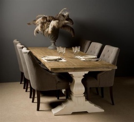 MASA DE DINING AMANDA - LEMN DE PIN RECUPERAT - ALB / MARO NATURAL - 240(L) X 78(H) X 100(L) CM - Img 2