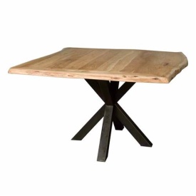 MASA DE DINING SORIA - LEMN DE SALCAM / METAL - NEGRU / MARO NATURAL - 130(L) X 78(H) X 130(L) CM