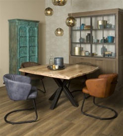 MASA DE DINING SORIA - LEMN DE SALCAM / METAL - NEGRU / MARO NATURAL - 150(L) X 78(H) X 150(L) CM - Img 2