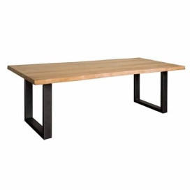 MASA DE DINING ULTIMO - LEMN DE SALCAM / METAL - NEGRU / MARO NATURAL - 200(L) X 78(H) X 100(L) CM