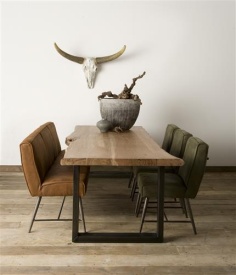MASA DE DINING URBANIA - LEMN DE SALCAM / METAL - NEGRU / MARO NATURAL - 240(L) X 78(H) X 100(L) CM - Img 2