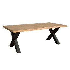 MASA DE DINING XARA - LEMN DE SALCAM / METAL - NEGRU / MARO NATURAL - 260(L) X 78(H) X 100(L) CM