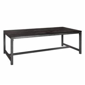 MASA DE DINING ZIANO - LEMN RECICLAT SI FURNIR DE STAJEAR - NEGRU - 240(L) X 76(H) X 100(L) CM - Img 1