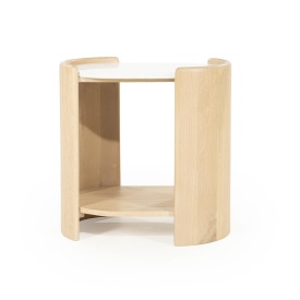 MASA LATERALA DON - LEMN DE STEJAR SI MARMURA - NATURAL - 50(L) x 35(l) x 50(h) cm